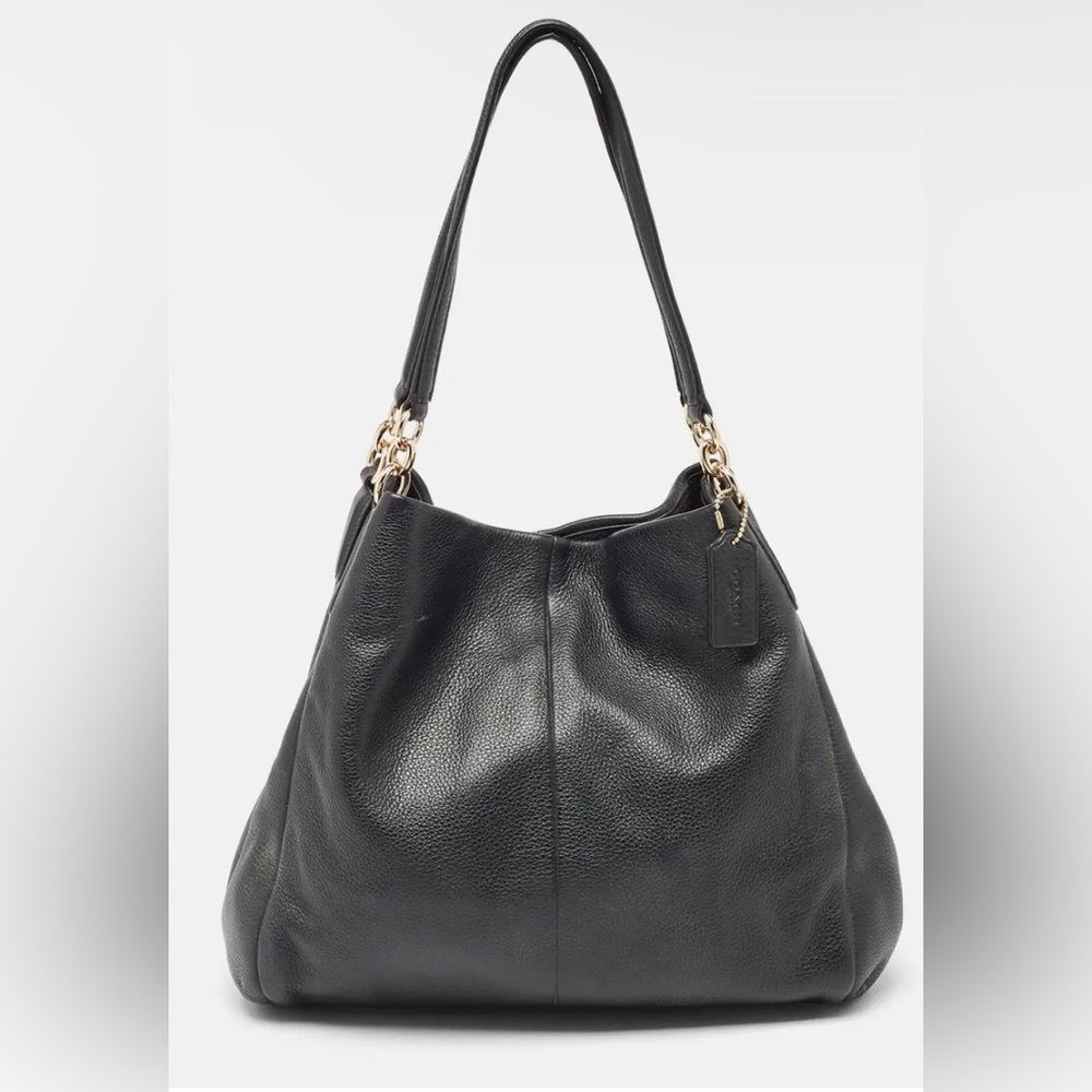 Coach Black Leather Shoulder Bag with Gold Hardware - Picture 3 of 13